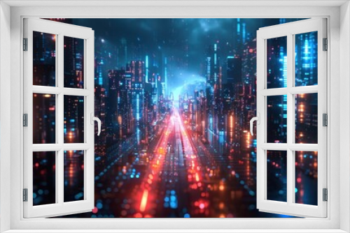 Cyberpunk Cityscape with Blurry Lights