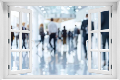 Blurry Image of Business People Walking in a Modern Office Building