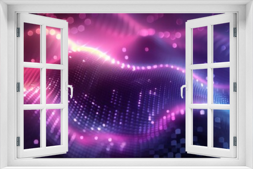 紫色のグラデーションドットと光る光の抽象的なデジタル背景