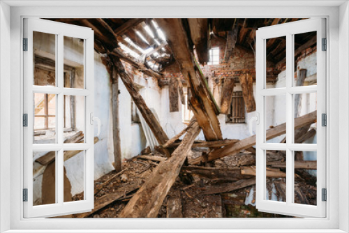 Fototapeta Naklejka Na Ścianę Okno 3D - Abandoned House In Belarusian village. Chornobyl disasters.