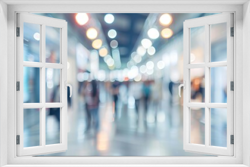Blurred Bokeh Background of Exhibition Hall - Modern White Interior, Business Trade Show Abstract