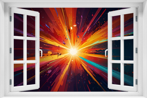 abstract illustration background that captures the moment of an explosion with vibrant, swirling colors and dynamic shapes that convey energy and movement