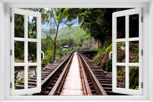 Fototapeta Naklejka Na Ścianę Okno 3D - Railroad tracks on a dangerous path