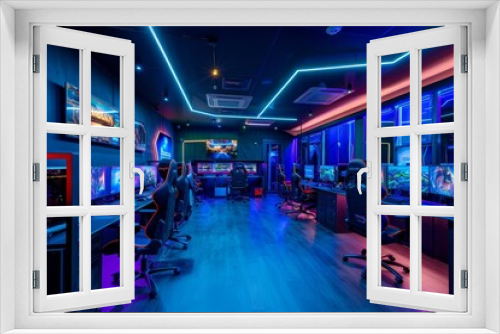 Modern Gaming Room with Neon Lights