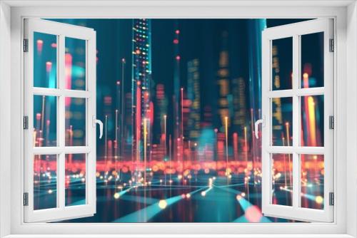 Cyber City Lights - A digital cityscapes illuminated by vibrant glowing lines representing a futuristic urban landscape and technology - A digital cityscapes illuminated by vibrant glowing lines repre