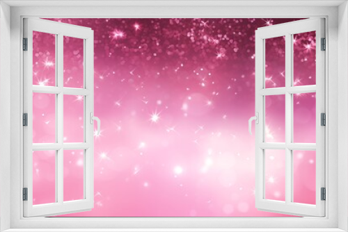 Pink Glitter Sparkle Background with Stars and Bright Light