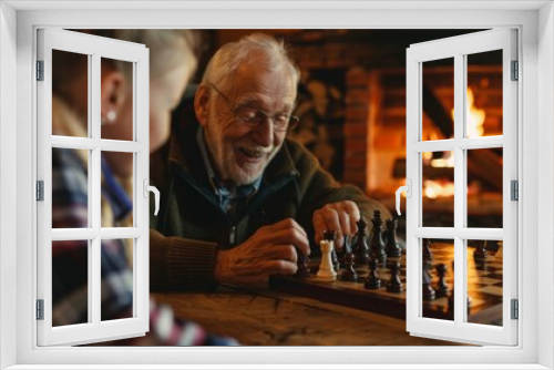 a young girl playing chess with her grandfather