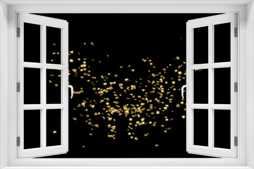 Golden foil Confetti explodes on a black background
