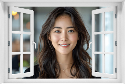 Closeup Portrait of Smiling Young Beautiful Asian Indian Woman with Clean Teeth for Dental Advertisement