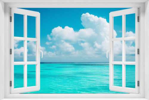 Peaceful Tropical Seascape with Turquoise Waters and Blue Skies. Summer Ocean Panorama