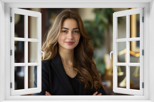 Portrait of young female Lawyer  working in the office , on  the desk scales