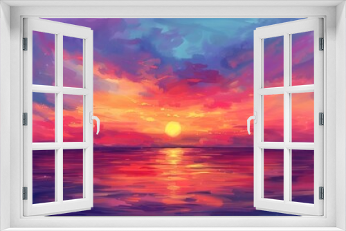 Majestic Ocean Sunset: A Stunning Display of Vibrant Colors Painting the Sky