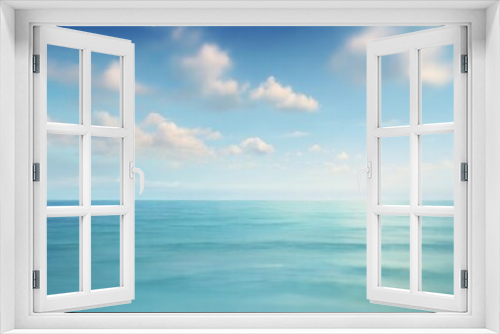 Blue sky with clouds and sea water. Panoramic background.