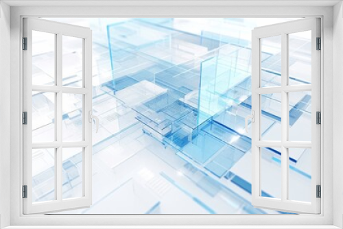 image of a squared design with blue lines and a white background
