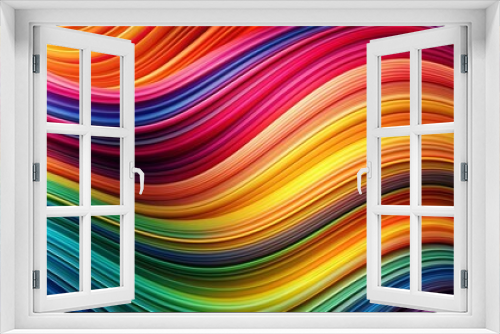 Abstract Wavy Rainbow Lines, 3D, Digital Art, Flowing, Colorful , rainbow, abstract