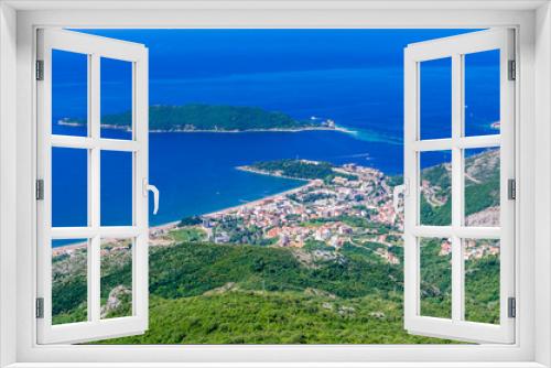 Fototapeta Naklejka Na Ścianę Okno 3D - View on mountain, sea, Budva and Sveti Nikola island