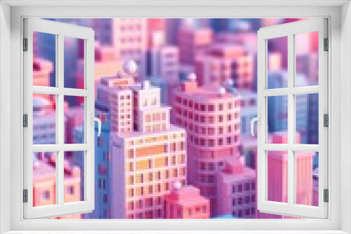 D abstract background with miniature cute buildings in a surreal cityscape  AI generated illustration