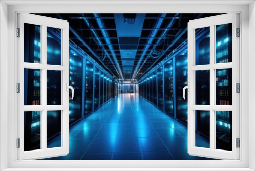 State-of-the-Art Data Center with High-Tech Server Racks and Efficient Cooling Systems