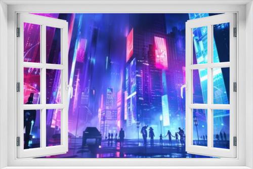 Futuristic Cityscape with Neon Lights.