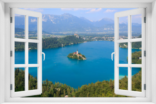 Fototapeta Naklejka Na Ścianę Okno 3D - Lake Bled and the island with the church summer