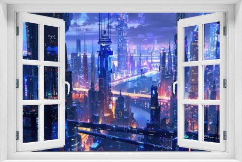 A stunning digital painting of a futuristic cityscape