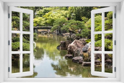 Fototapeta Naklejka Na Ścianę Okno 3D - river flowing through Japanese zen garden