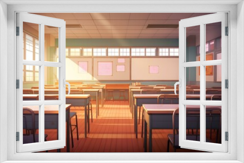 Classroom - Day , 2D Anime background , Illustration