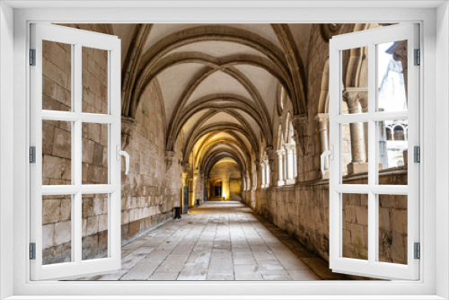 Interior of Alcobaca monastery, Mosteiro de Santa Maria de Alcobaca in Portugal. A Medieval Roman Catholic Monastery