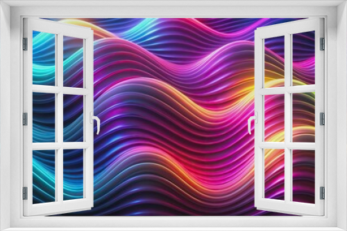 Dynamic wave pattern of neon colors with high definition finish, vibrant, glossy, neon, vibrant, liquid