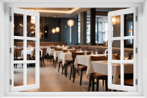 Blurred restaurant background. Lofty chill restaurant with wooden table and Depth of field , blurred background	
