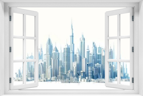 Transparent background with futuristic city building skyline