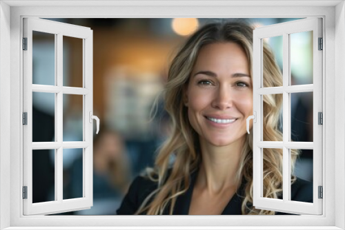 Businesswoman, Smiling woman in a professional setting, Corporate Success.