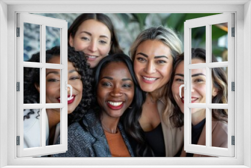 Celebrating Women’s Equality Day with Diverse Multi-Ethnic Female Colleagues Smiling Together, Promoting Gender Equality and Workplace Diversity