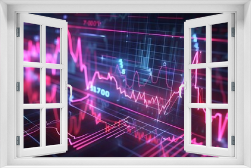 Animated depiction of a stock market graph pulsating like a heartbeat, reflecting the ebb and flow of financial trends.