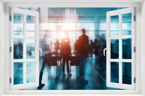 Abstract Blurred Business Professionals in Modern Office Building Meeting Room. AI-Generated 4K High-Quality Wallpaper Depicting Corporate Meeting and Collaboration