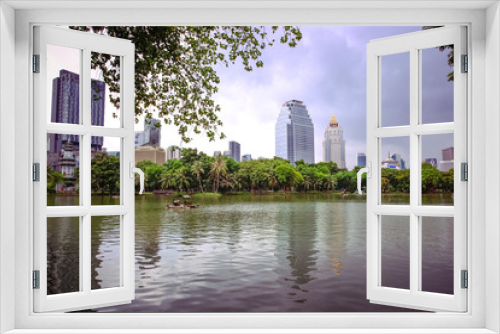 Fototapeta Naklejka Na Ścianę Okno 3D - Bangkok city view with Garden