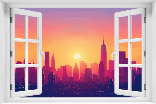 Cityscape at Sunset with Vibrant Colors