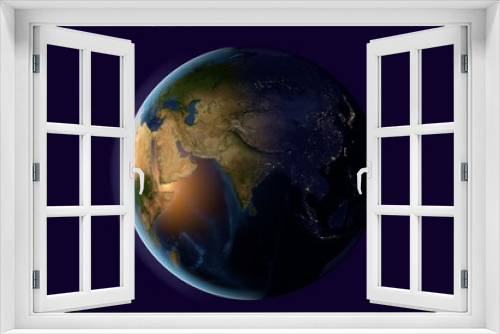 Fototapeta Naklejka Na Ścianę Okno 3D - Planet Earth, the Earth from space showing India, Asia, India on globe in the evening, elements of this image furnished by NASA