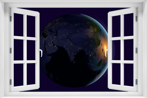 Fototapeta Naklejka Na Ścianę Okno 3D - Planet Earth, the Earth from space showing India, Asia, India on globe in night, elements of this image furnished by NASA