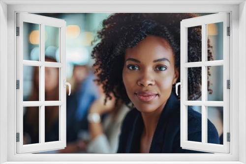 Business woman having a meeting with her colleagues in an office, Generative AI