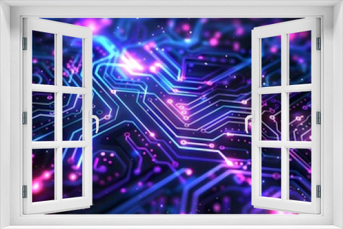Futuristic Circuit Board Neon Cyber Technology Glow. AI Generated