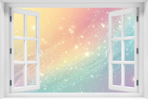 soft pastel rainbow gradient background with twinkling stars and sparkles
