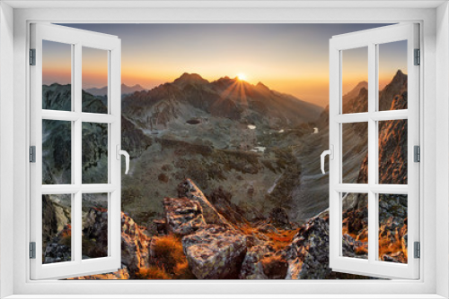 Fototapeta Naklejka Na Ścianę Okno 3D - Mountain sunset panorama from peak - Slovakia Tatras