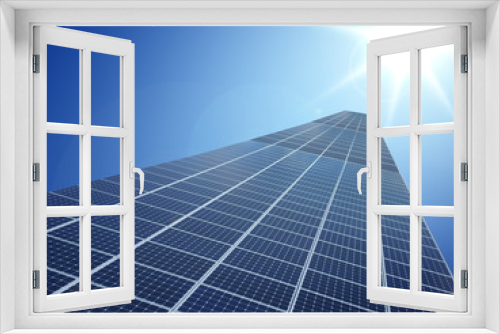 Fototapeta Naklejka Na Ścianę Okno 3D - Solar cell power energy grid technology in  sky background