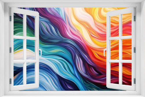 Fluid strokes forming a vivid gradient wave, capturing the energy and vibrancy of a modern environment.