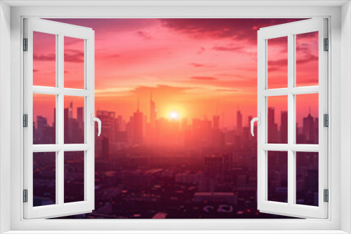 Animated Movie Style: Parallel Perspective Dusk Sky and City Silhouettes