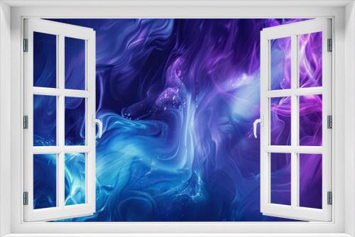 Abstract wallpaper with blue and purple blend swirling liquid effects and glowing lines