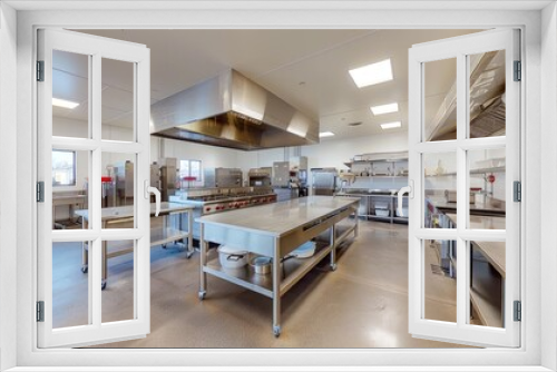 Modern Stainless Steel Commercial Kitchen Interior