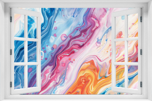  Hand-painted abstract art background featuring fluid, vibrant colors and dynamic brushstrokes. The artwork may include a mix of textures and hues, creating a visually captivating composition