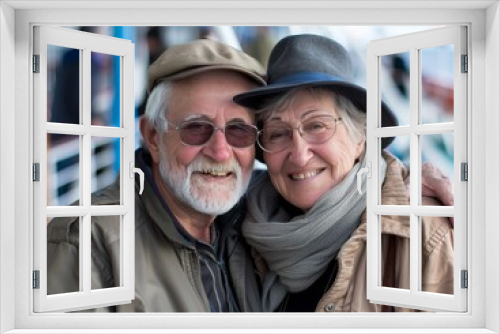 Happy and stylish senior couple enjoying on the deck of a cruise ship in a joyful manner